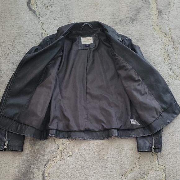 Black Leather Moto Jacket Asymmetrical Zipper Size XS - Picture 4 of 6
